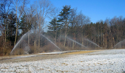 Spray irrigation at the Living Filter site