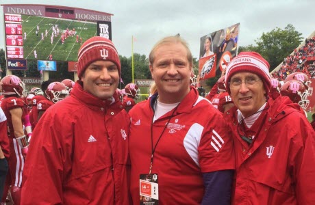 Dr. Andy S. Hipskind, Nicholas Port and Dr. Terry Horner, from left, at a recent IU football game