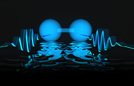 Photons are locked together in a “molecule” in an artist’s conception