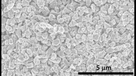 A scanning electron microscopy image of microdiamonds made using the new technique