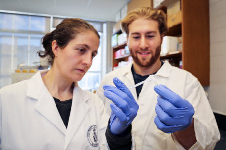 Associate Professor Alison McGuigan of chemical engineering with PhD candidate Darren Rodenhizer