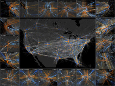 PANTHER’s geometric and temporal trajectory analyses of air traffic patterns from 43,000 flights over the continental United States on April 4, 2014