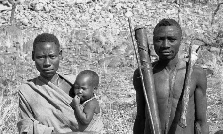 Hazda couple and child in northern Tanzania in 1985