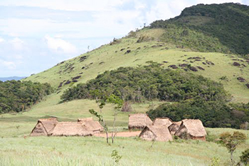 Huts in an isolated village