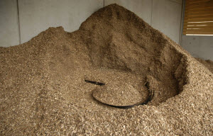 wood chips in storage hopper