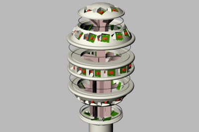 Exploded view of SENSEI with cabling shown in mauve