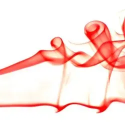 drifting red fumes on white background suggesting the importance of proper fume hood use