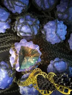 Conceptual Illustration of battery material based on salmon DNA