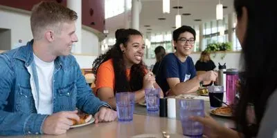 students in dining hall