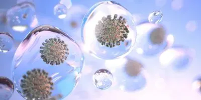 illustration of airborne COVID-19 virus particles