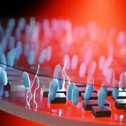 Conceptual rendering of an ultrathin, electrically tunable metalens developed by Cornell and Samsung engineers