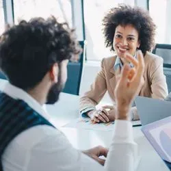 Several workers in a meeting