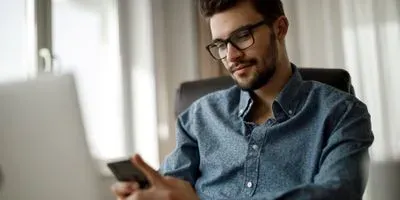Man on his smart phone