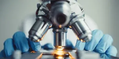 Image of researcher using a microscope