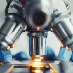 Image of researcher using a microscope