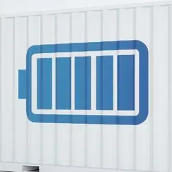 Container with a battery symbol