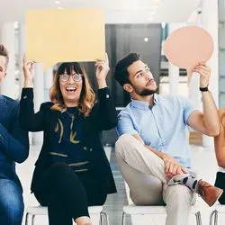 Image of a team with speech bubbles