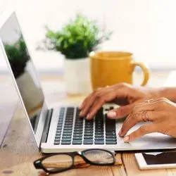 Person working on a laptop