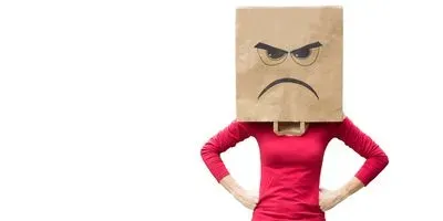 Angry women with bag over head