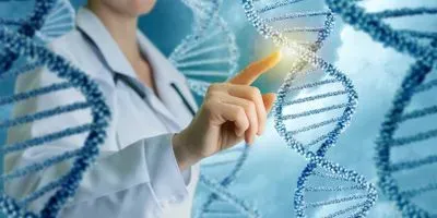 Researcher looking at DNA strands