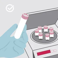 cartoon hand and a centrifuge