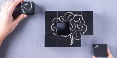 Blocks with an image of a human brain