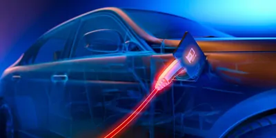 Computer Image of an electric car being charged