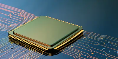 Computer microchip on dark background