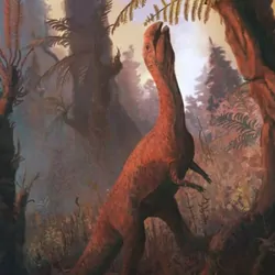 Recreation of an Effigia in a forest eating plants