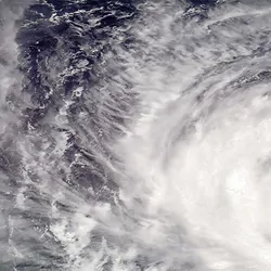 Satelite image of a hurrican over the ocean