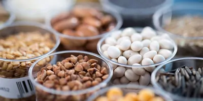 A variety of nuts and grains