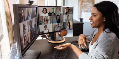 Person on a conference call over video chat