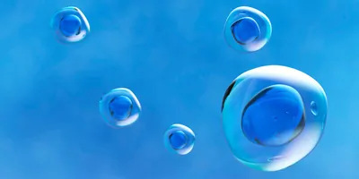 Computer image of human cells on a blue background