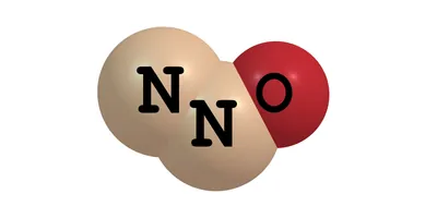 Computer representation of Nitrous Oxide on a white background