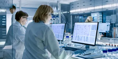 Researchers working at computers