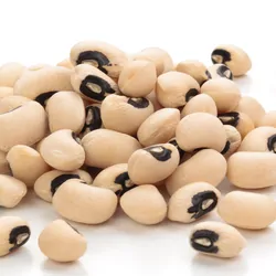 Black-eyed beans pilled on a white background