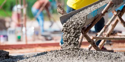 Concrete being poured on a contruction site