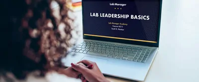 Laptop computer screen showing Lab Manager Academy course
