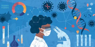 Women scientist doing researches on coronavirus.
