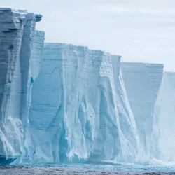 Antarctic ice shelf near water
