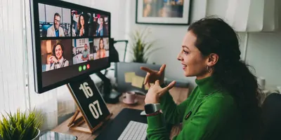Women on a video call with work colleagues