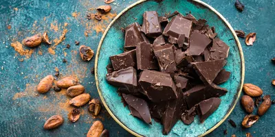 Bowl full of dark chocolate