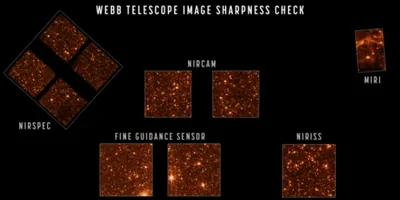 Engineering images of sharply focused stars in the field of view of each instrument demonstrate that the telescope is fully aligned and in focus