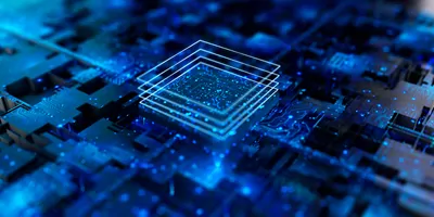 Processor chip, tech environment, blockchain concept