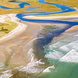Aerial view of an estuary