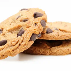 Chocolate chip cookies on a white background