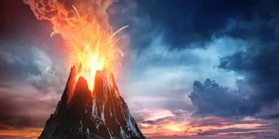 Image of an erupting volcano