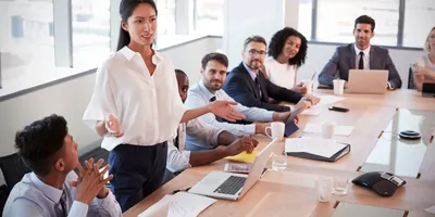 Business women talking during a meeting
