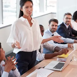 Business women talking during a meeting
