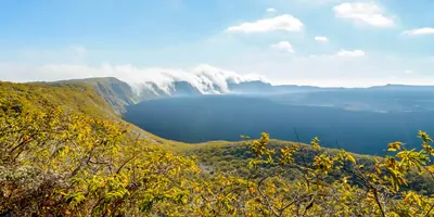 Steam comming off of the Sierra Negra volcano